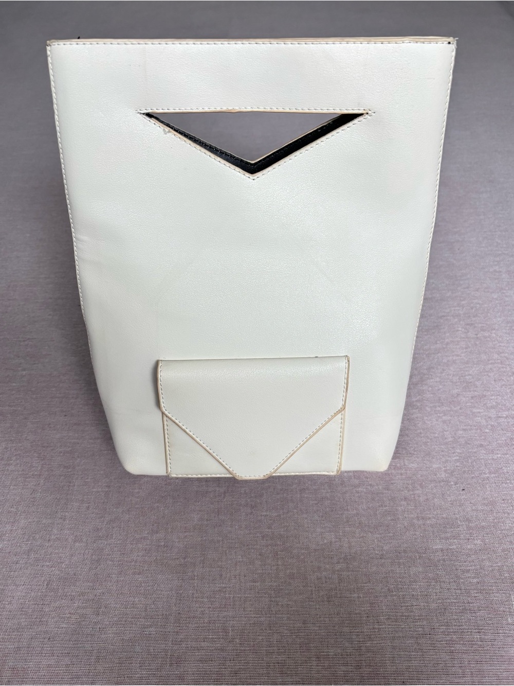 Vintage J. Francis white vegan leather geometric avant garde minimalist purse